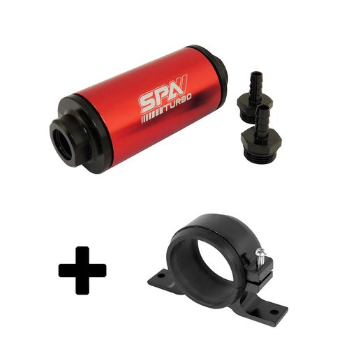 Suporte simples preto + Filtro de combustível lavável universal - Mangueira 9mm