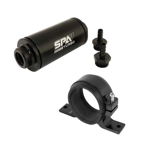 Suporte simples preto + Filtro de combustível lavável universal - Mangueira 1/2"