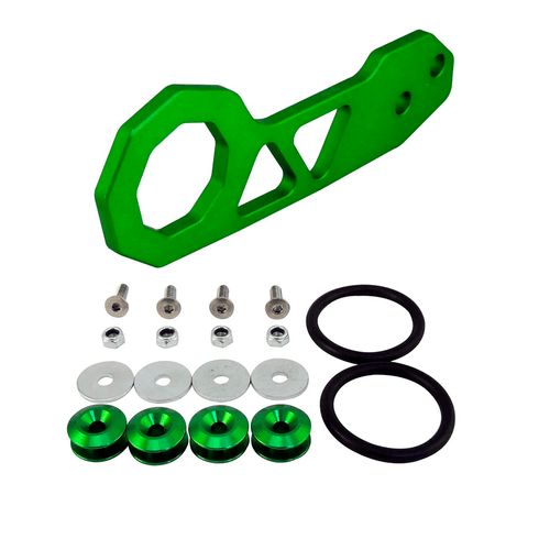 Trava de para-choque esportiva (Quick Release) - Verde + GANCHO DE REBOQUE/ENGATE ESPORTIVO UNIVERSAL PARA TRASEIRA (TOW HOOK) - Verde