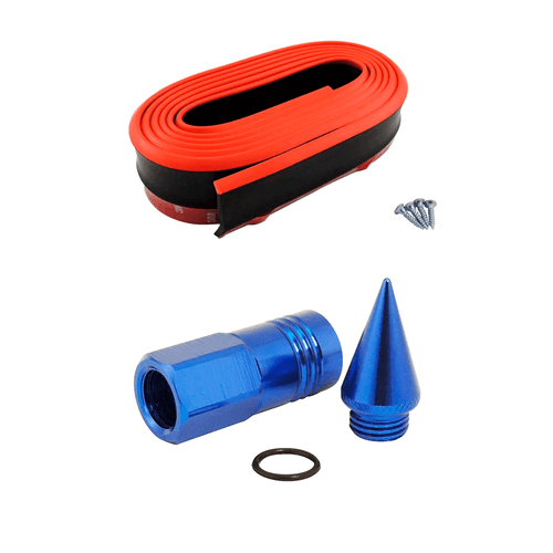 PORCA DE RODA (LUG NUTS) 20 PEÇAS 80MM M12 X 1,25 - SPIKE AZUL + Spoiler Flexivel Front Lip - Unidade - Universal - Veículos Leves e Pesados