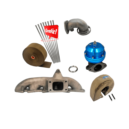COLETOR ESCAPE TURBO FIVETECH V2 + FITA TÉRMICA TITANIUM 2" x 15m + capa DE TURBINA TITANIUM + SAÍDA ESCAPE FUNDIDA + WASTEGATE USA MECÂNICA