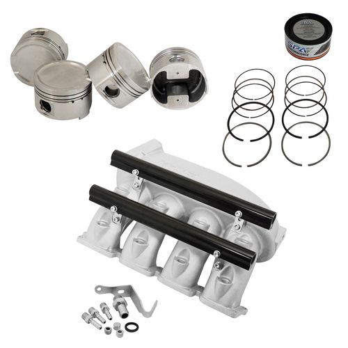 COLETOR ADMISSÃO PLENUM ALUMÍNIO FUNDIDO JATEADO (TRANSVERSAL) TBI LADO ESQUERDO / 8 BICOS / TBI ORIGINAL + KIT PISTÃO - VW GOLF - AUDI A3/S3 1.8 20V