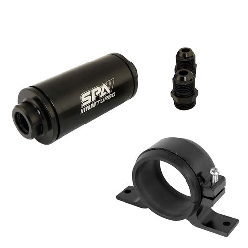 Suporte simples preto + Filtro de combustível lavável universal - Conexões 10AN