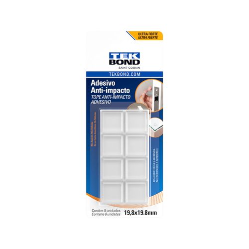 Adesivo Protetor Anti Impacto - Bumper - Quadrado G 19,8Mm - 8 Unidades - Tekbond