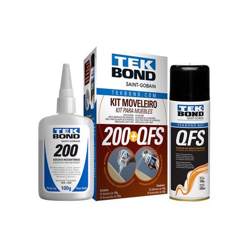 Kit Moveleiro - Cola Instantânea 200 100G + Acelerador Qfs 100G - Tekbond