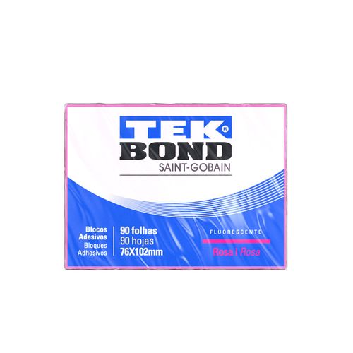 Bloco De Notas Adesivo - 7,6Cm X 10,2Cm - Rosa Fluorescente - 90 Folhas - Tekbond