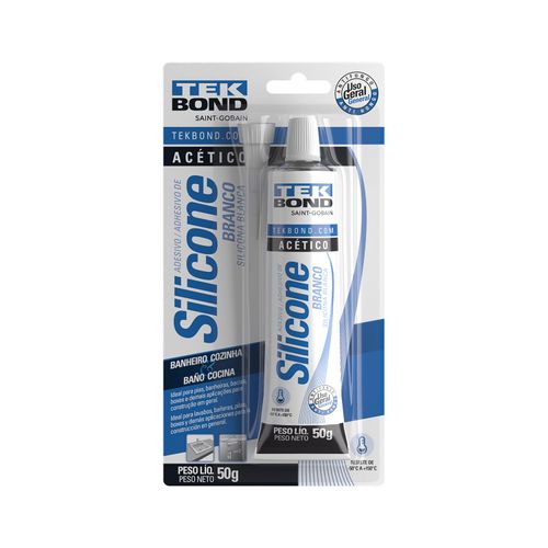 Silicone Acético Branco 50G - Blíster - Tekbond