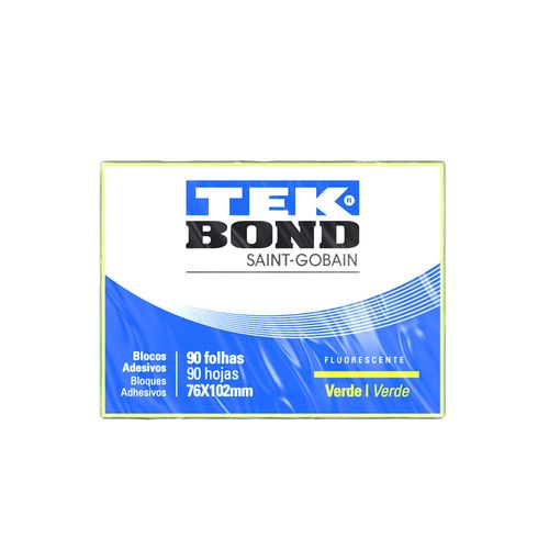 Bloco De Notas Adesivo - 7,6Cm X 10,2Cm - Verde Fluorescente - 90 Folhas - Tekbond