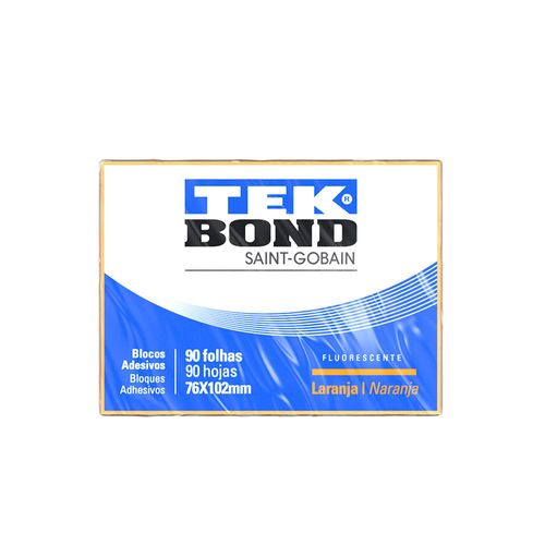 Bloco De Notas Adesivo - 7,6Cm X 10,2Cm - Laranja Fluorescente - 90 Folhas - Tekbond