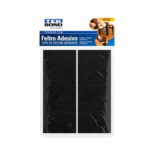 Feltro Protetor Adesivo Retângular Preto 127Mm X 51Mm - 2 Unidades - Tekbond
