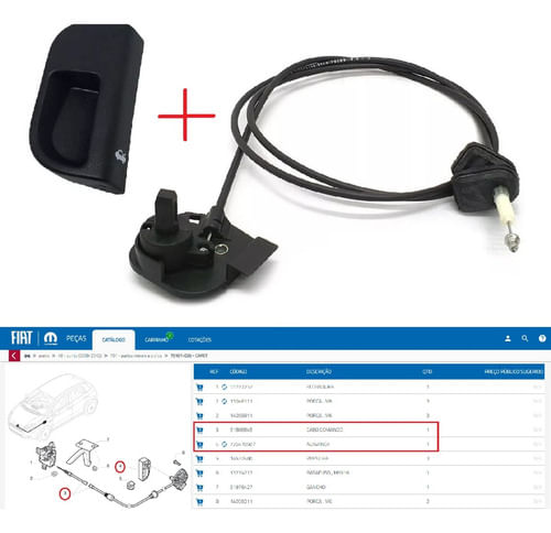 Puxador E Cabo Abertura Capo Fiat Punto 2013-2017 Original