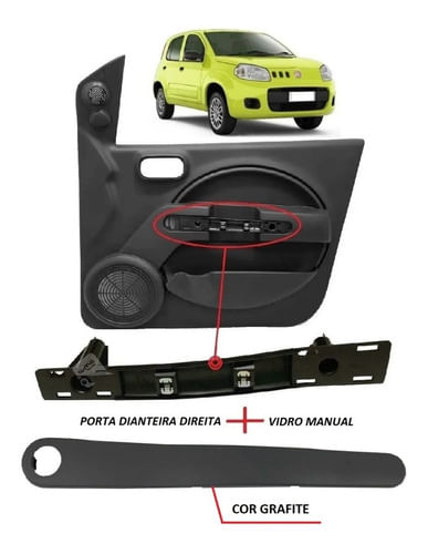 Suporte + Moldura Forro Porta Grafite Novo Uno Dianteiro Ld