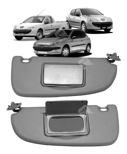 Par Quebra Sol C/ Espelho Peugeot 206 207 Hoggar - Cinza  (1)