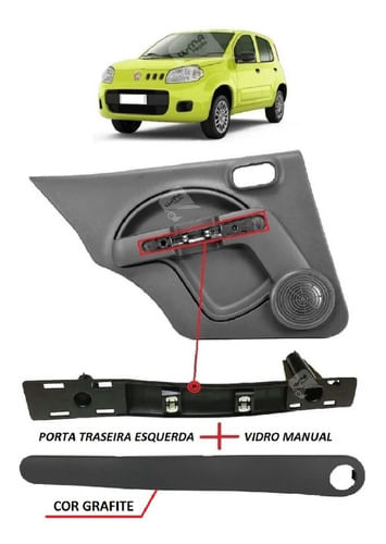 Suporte + Moldura Forro Porta Grafite Novo Uno Traseiro Le