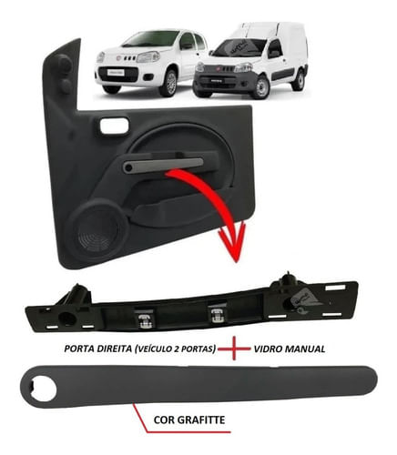 Suporte Moldura Puxador Porta Grafite Novo Uno Fiorino - Ld