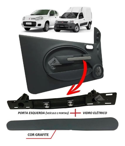 Suporte Moldura Puxador Porta Grafite Novo Uno Fiorino - Le