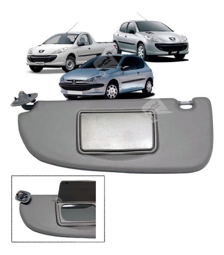 Quebra Sol Esquerdo C/ Espelho Peugeot 206 207 Hoggar Cinza
