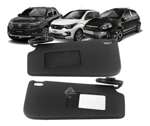 Quebra Sol Preto C/ Espelho Fiat Nova Strada 2020/-... Par
