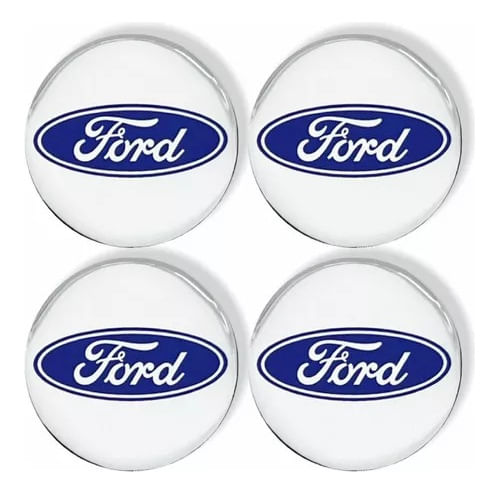 Emblema Adesivo Calota Ford Resinado Prata 48mm