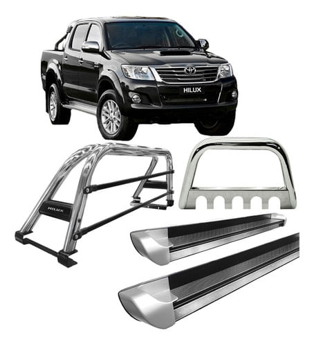 Kit  Estri Person Quebra Mato Sant Antonio Duplo Hilux Cromo