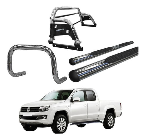 Kit Estribo Quebra Mato Santo Ant H3 Amarok Cd Cromado