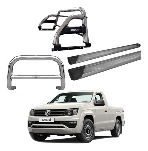 Kit Estribo Quebra Mato Santo Ant. H2 Amarok Cs Cromo