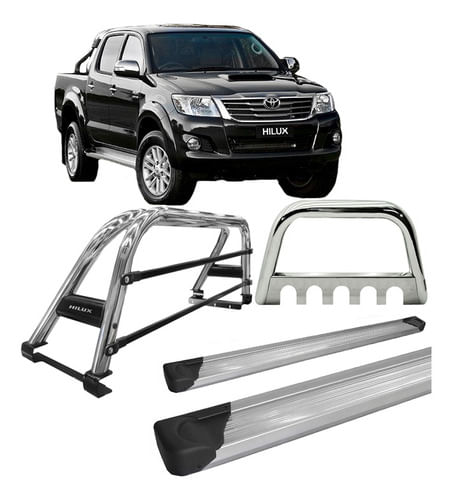 Kit Estribo Quebra Mato Sant Antonio Duplo Hilux 05/15 Cromo