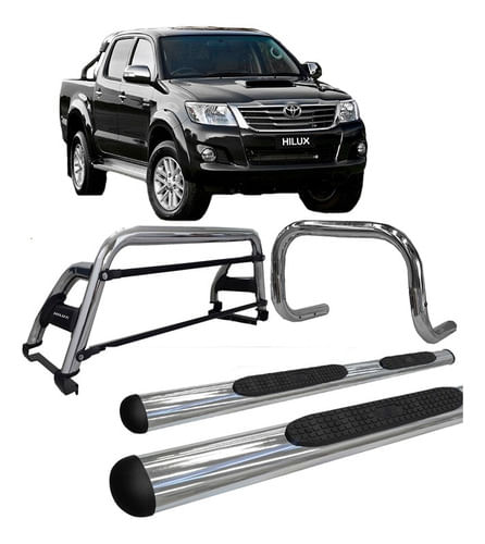 Kit Estribo Quebra Mato Sant Antonio H2 Hilux 05/15 Cromo
