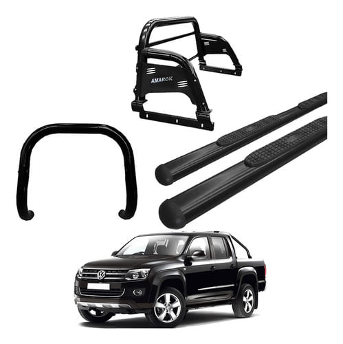 Kit Estribo Quebra Mato Santo Ant H3 Amarok Cd Preto