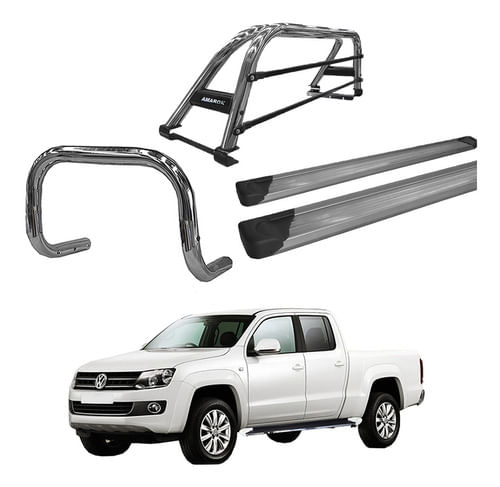 Kit Estribo Quebra Mato Santo Duplo Amarok Cd Cromado