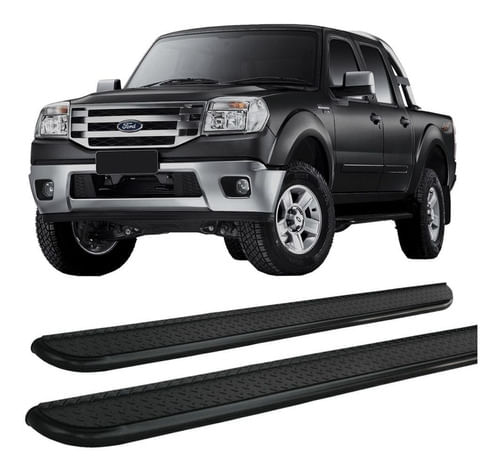 Estribo Chapa Ranger Até 2012 Cabine Dupla 2,5  Preto