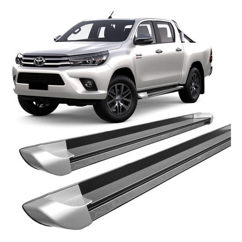 Estribo Alumínio Hilux 2016 E 2020 C/d Personalizado Prata