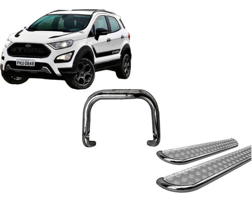 Kit Quebra Mato E Estribo Chapa De Aç Ecosport 13/2020 Cromo