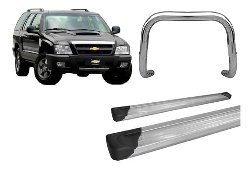 Kit Quebra Mato, Estribo Plataforma Cromo Para Blazer