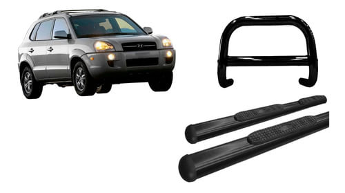 Kit Quebra Mato C/ Barra Estribo Oval Preto Tucton Até 2016