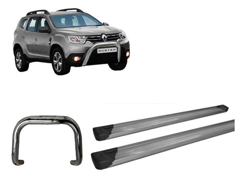 Kit Quebra Mato S/ Barra Estribo Plataforma Grafite Duster