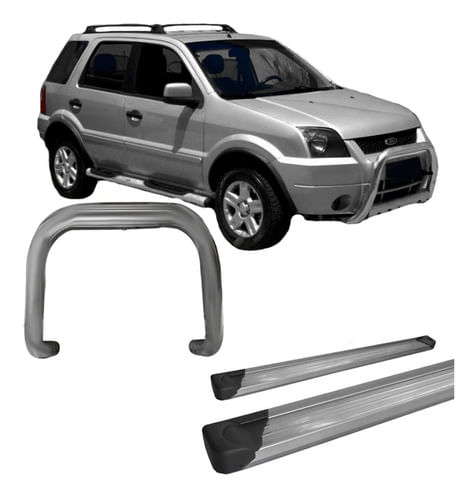 Kit Quebra Mato E Estribo Aluminio Ecosport Até 2007 Grafite