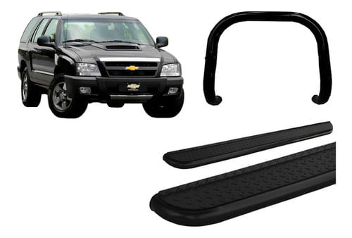 Kit Quebra Mato, Estribo Chapa Preto Para Blazer