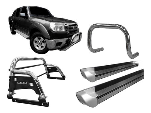 Kit Quebra Mat Estribo Pe Sant Antonio H3 Ranger 97/12 Cromo