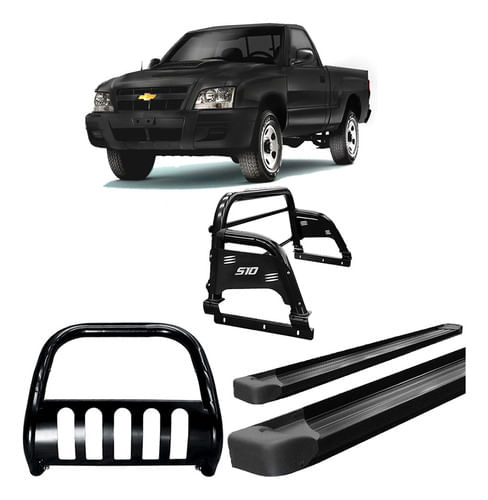 Kit Quebra Mato Santo Ant Estribo Plat S10 94/2011 Preto