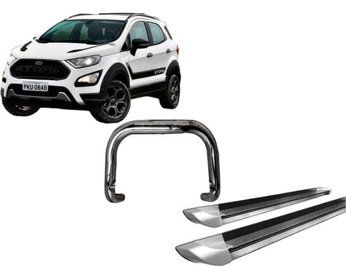 Kit Quebra Mato E Estribo Personaliz Prata Ecosport 13/2020