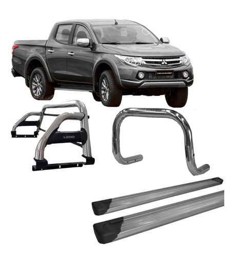 Kit Quebra Mato Estribo Santo Antônio H2 L200 A 2020 Cromado