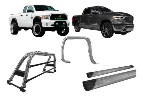 Kit Quebra Mato Estribo Platafo Sant Antonio Dodge Ram Cromo