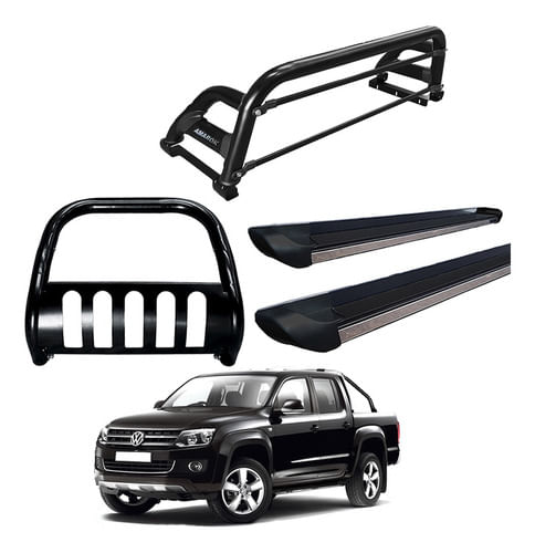 Kit Quebra Mato Estribo Per Santo Antonio H2 Amarok Cd Preto