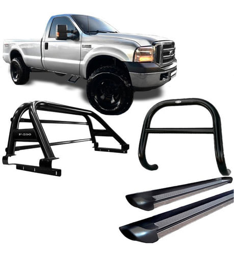 Kit Quebra Mato Estribo Sant Antonio F250 C/s Preto Brilhant