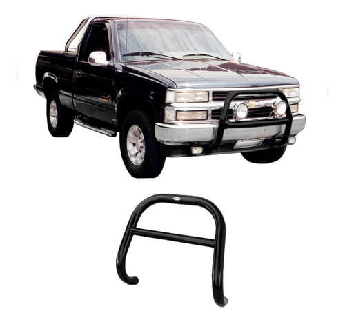 Para-choque De Impulsão Mata Boi Silverado Preto Com Barra