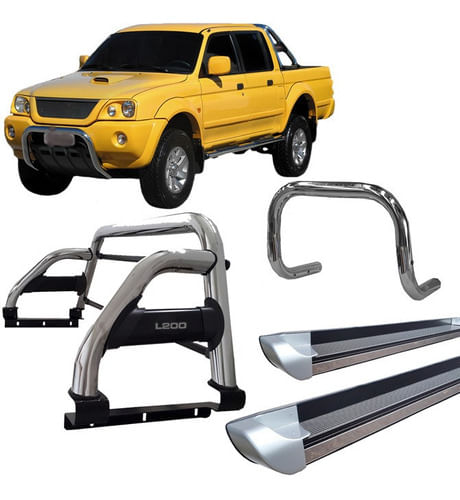 Kit Quebra Mato Estribo Santo Antônio H2 L200 2004 Cromado