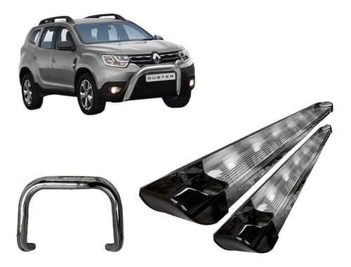Kit Quebra Mato S/barra Estribo  Cromado  Duster