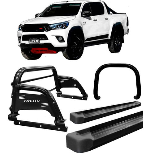 Kit Quebra Mato Estribo Pl Sant Antonio H3 Hilux 16/20 Preto