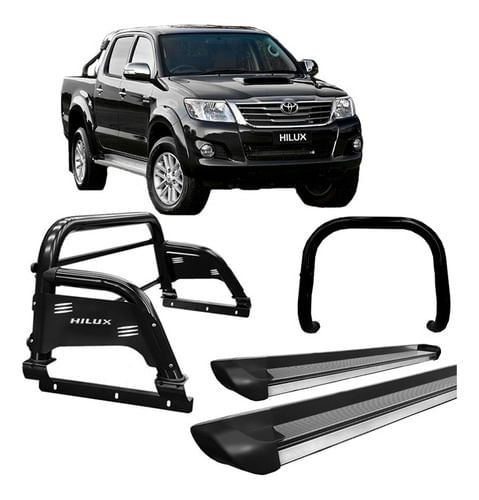 Kit Quebra Mato+estribo Personal+sant Antonio H3 Hilux Preto